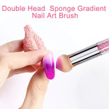2 Stück Nail Art Rendering-Werkzeuge Doppelter Kopf, Aplicador De Pincel De Esponja Inkl 8 Ersatzköpfe, Nail Art Schwamm Und Tupfpinsel(Weiß, Rosa)