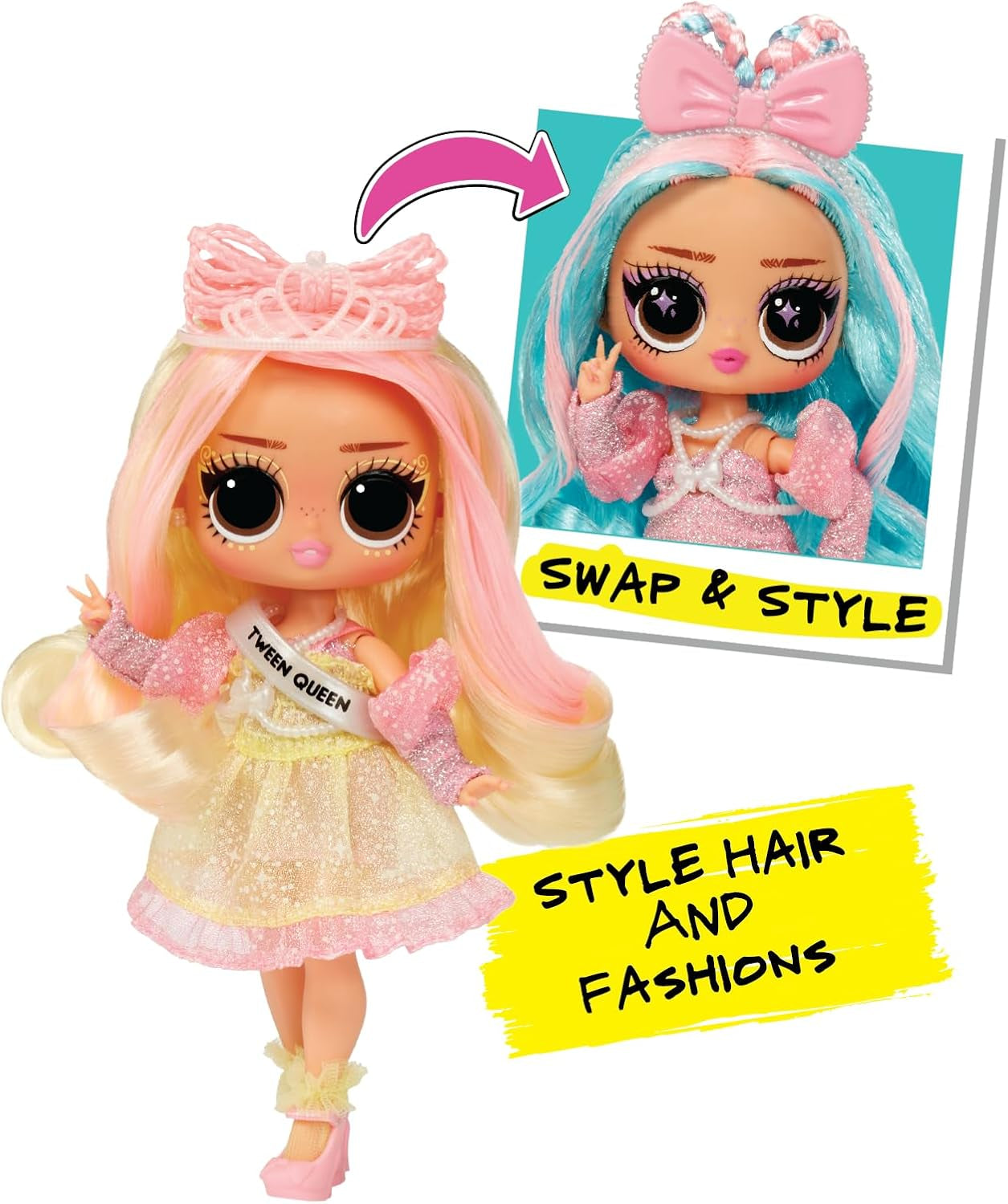 JAJAJA. Surprise Tweens Surprise Swap Series - Braids-2-Waves Winnie - Modepuppe mit mehr als 20 Überraschungen inclusive Styling-Kopf und fantastischer Mode and Accessoires - für Kinder ab 4 Jahren