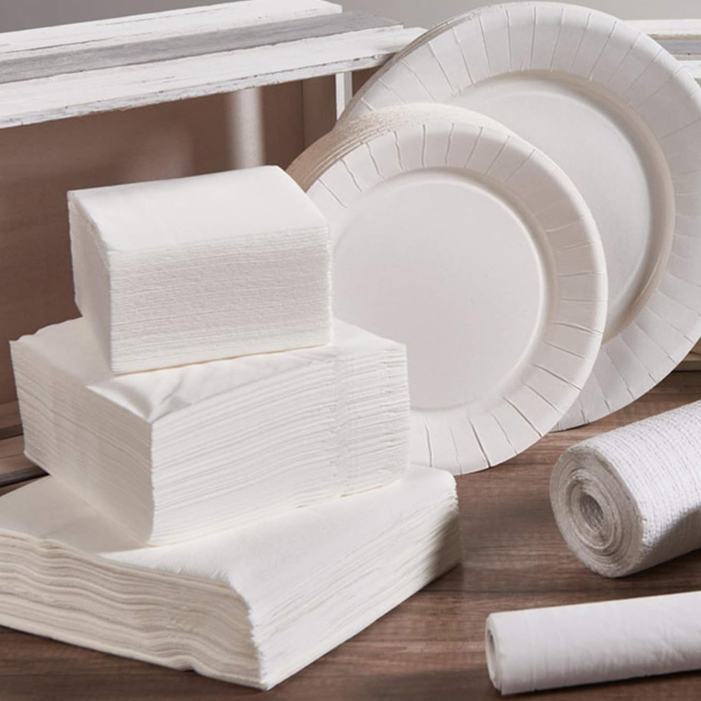 Le Napage 50 servilletas de tela 25 X 25 cm, 3 capas, FSC blanco