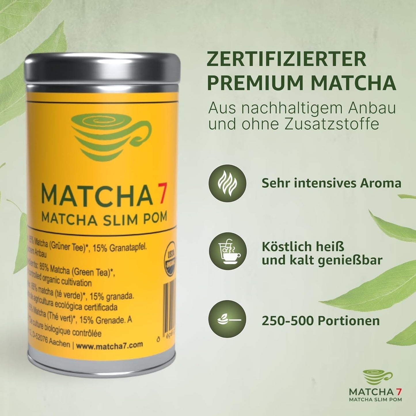 ® Ceremonial Matcha Powder X Pomegranate 100G [Apoya la pérdida de peso y el metabolismo] - Té verde para un estilo de vida activo y saludable - Té verde sin aditivos (puro y natural)