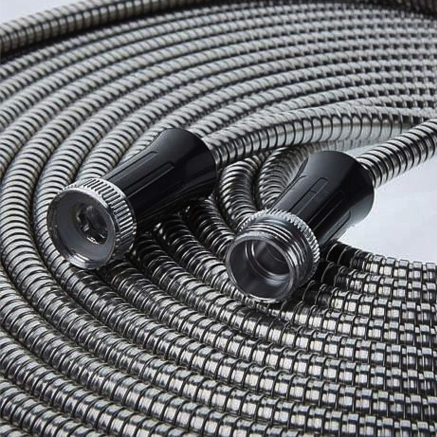 Manguera de jardín de 30 m, manguera de agua de metal de acero inoxidable 304, manguera flexible de 30 m, antitipo, ultraligera y duradera, resistente al desgarro, fácil de enrollar, 500 PSI