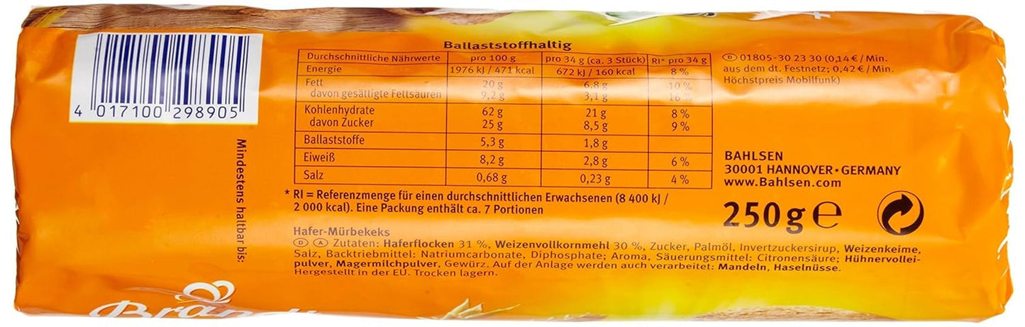 Bahlsen Hobbits Crunchy - Paquete de 18 - Caja de almacenamiento - Galletas integrales de avena con alto contenido de fibra (18 x 250 g)