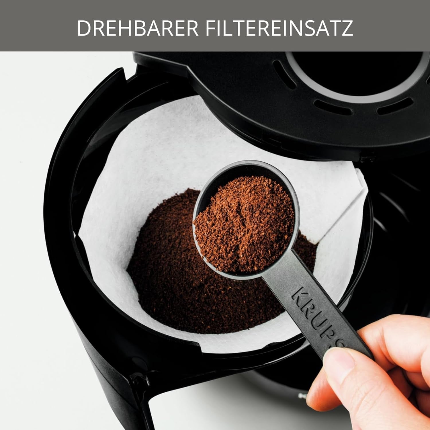 Krups F30908 ProAroma Cafetera espresso con filtro y jarra de cristal, capacidad 1,25 l, 10-15 tazas, 1050 W, negra