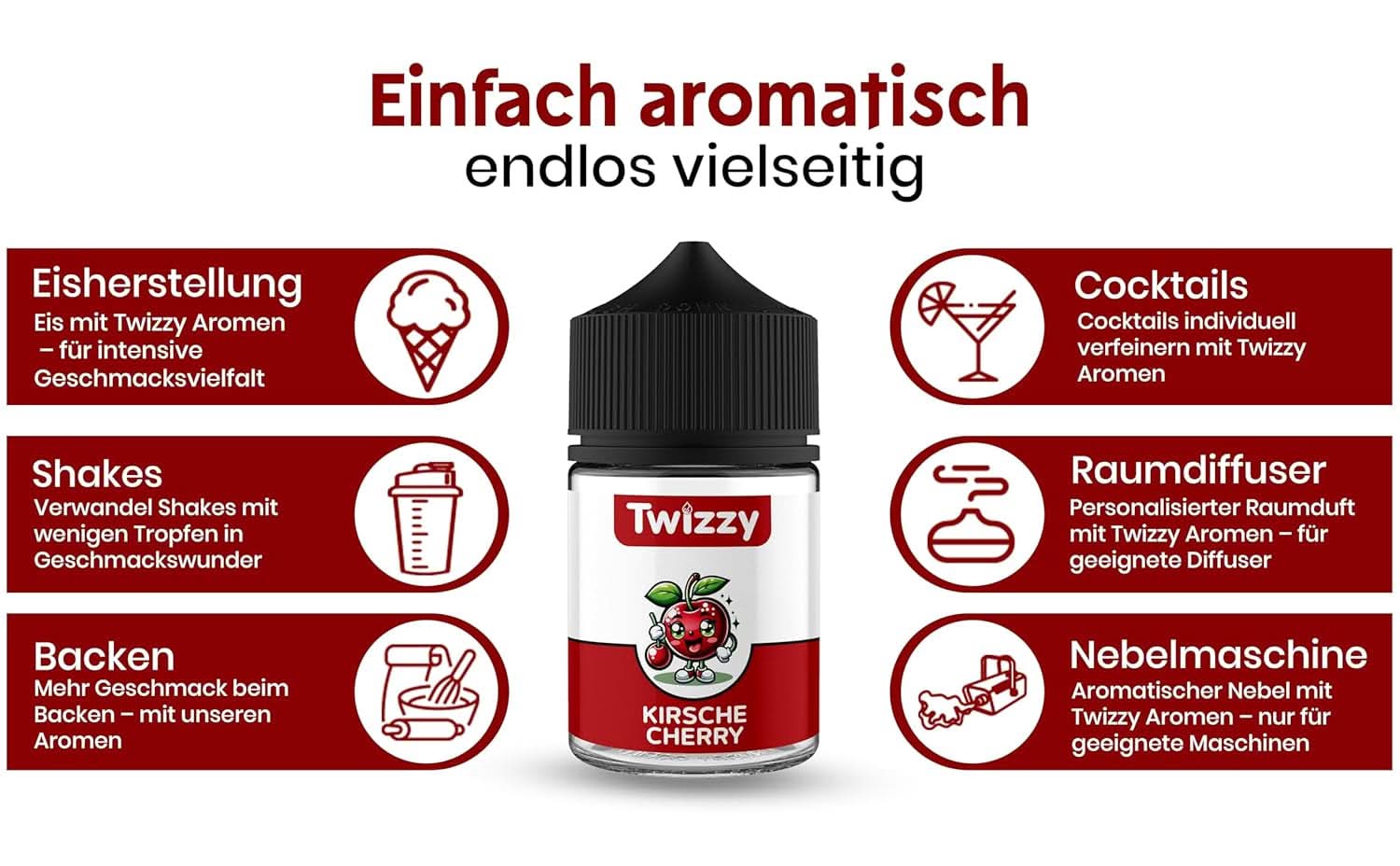 Twizzy Sabor alimentario Cereza - 60 ml - Sabor intenso - Ideal para repostería Aromas Naty Shop