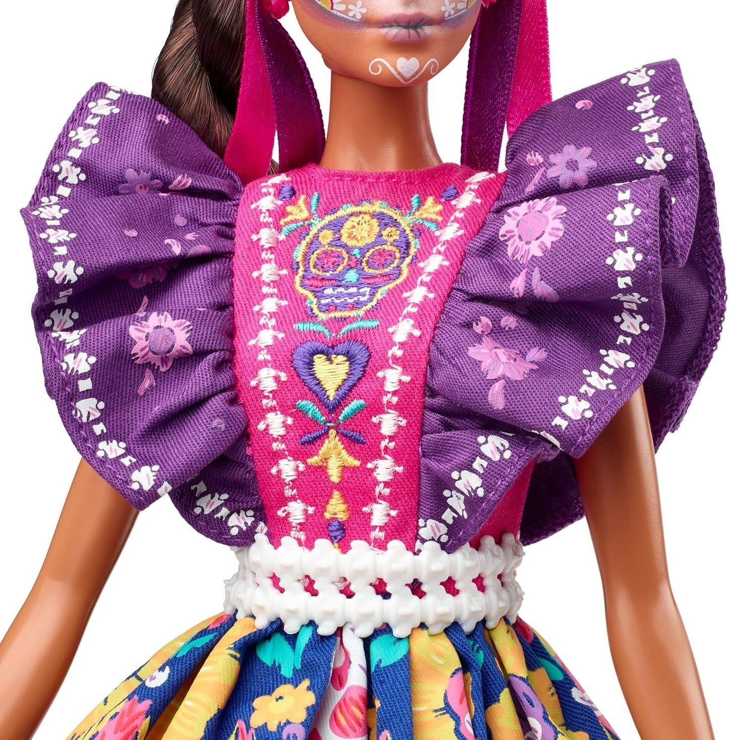 Muñeca Barbie del Día de Muertos 2022 con vestido tradicional con volantes, corona de flores y pintura facial de calavera, regalo para coleccionistas