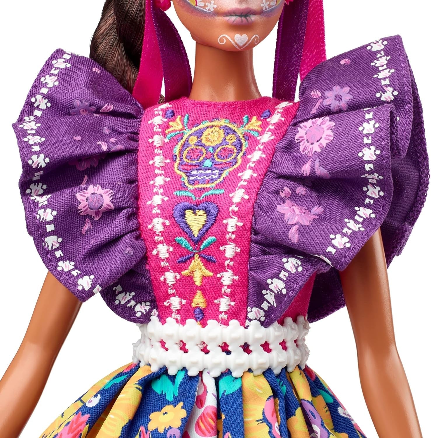 Muñeca Barbie del Día de Muertos 2022 con vestido tradicional con volantes, corona de flores y pintura facial de calavera, regalo para coleccionistas