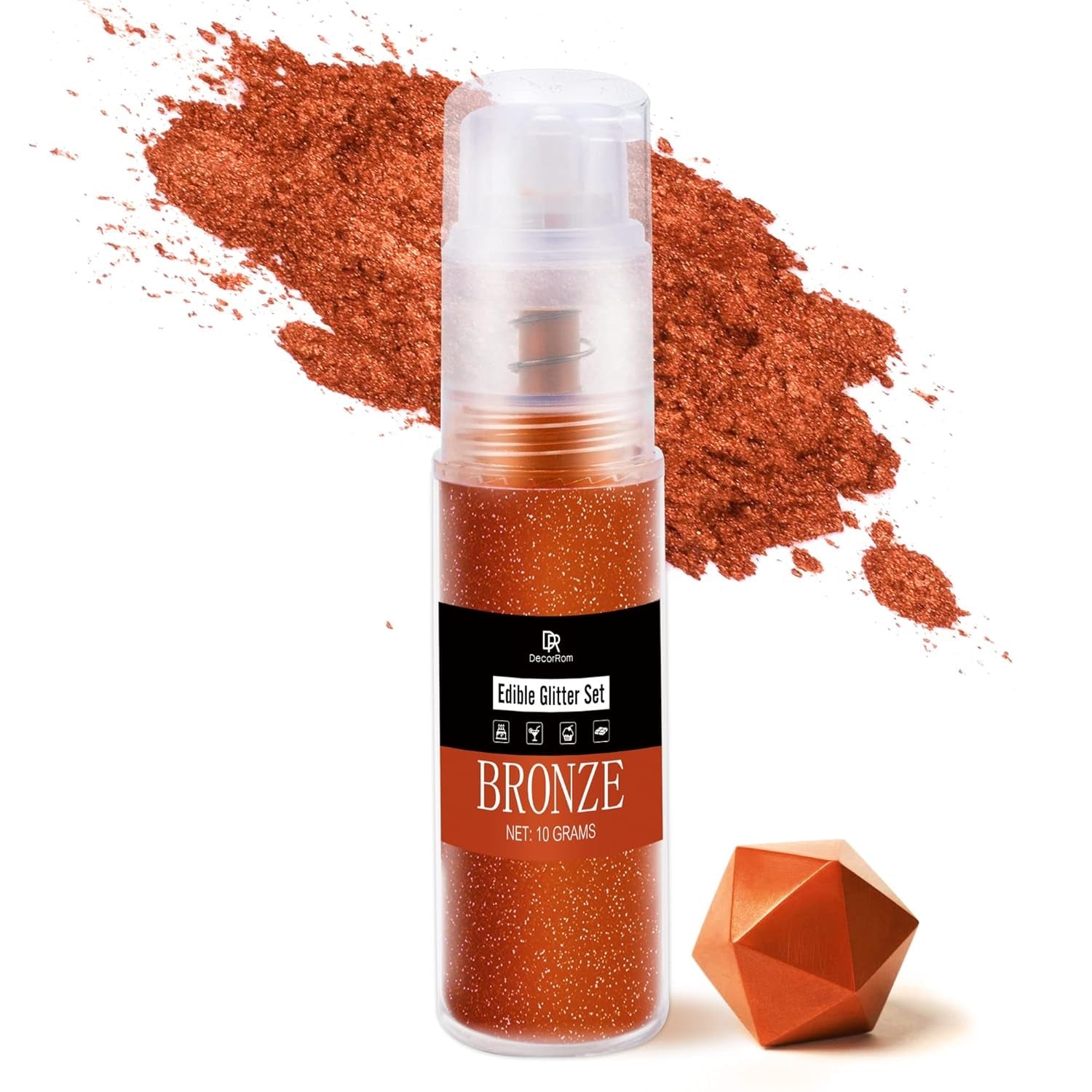 DecoRom, purpurina comestible, polvo, 10 gramos Glitter Naty Shop Bronce