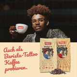 ASADO EN BLANCO - Barista Tattoo Espresso - 1000g - im Langzeit Trommel-Röstverfahren geröstet - Bohnen aus den besten Anbaugebieten - Premium Arábica y Edel Robusta - schokoladig & nussig - säurearm