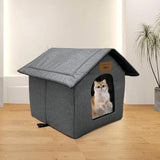 Katzenhaus Für Draußen Winterfest Wasserdicht Wetterfester Katzenhöhle Haustierhaus mit Plüschkissen Warm Hundehöhle Waschbar Hundehaus Tierheim Für Streuner Haustiere 35x30x35cm