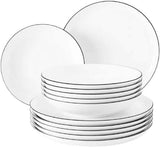 Seltmann Weiden - Lido Black Line - Vajilla de 36 piezas - Porcelana (incluidas 6 tazas de café)