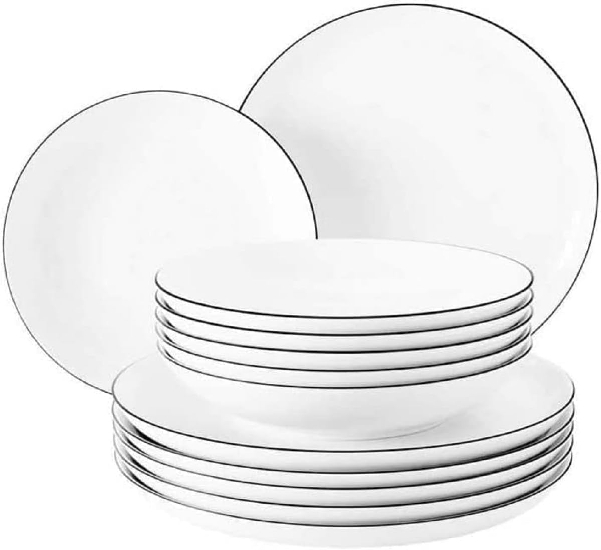 Seltmann Weiden - Lido Black Line - Vajilla de 36 piezas - Porcelana (incluidas 6 tazas de café)