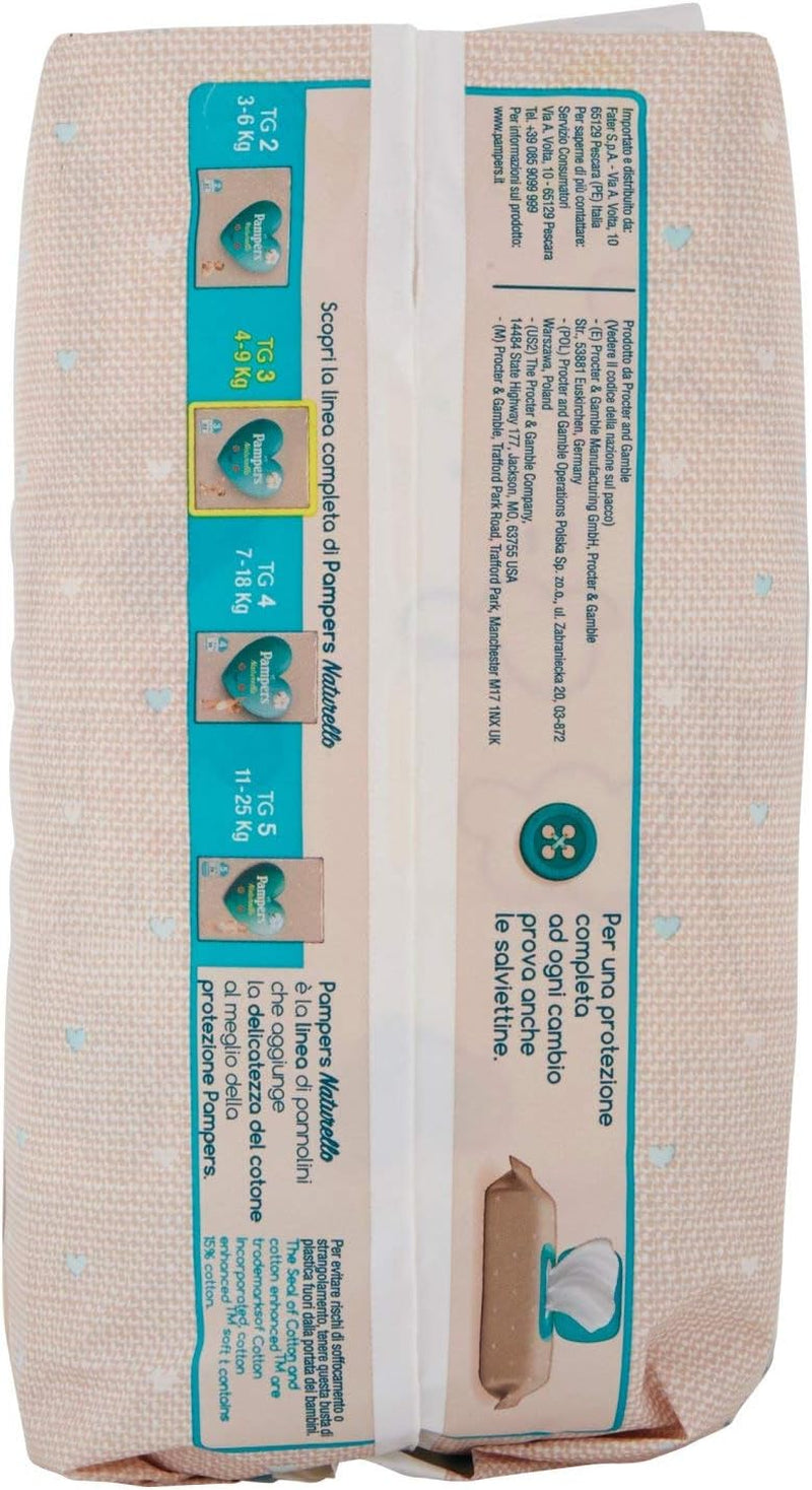 Pampers Naturello Midi, 22 pañales, talla 3 (4-9 kg)