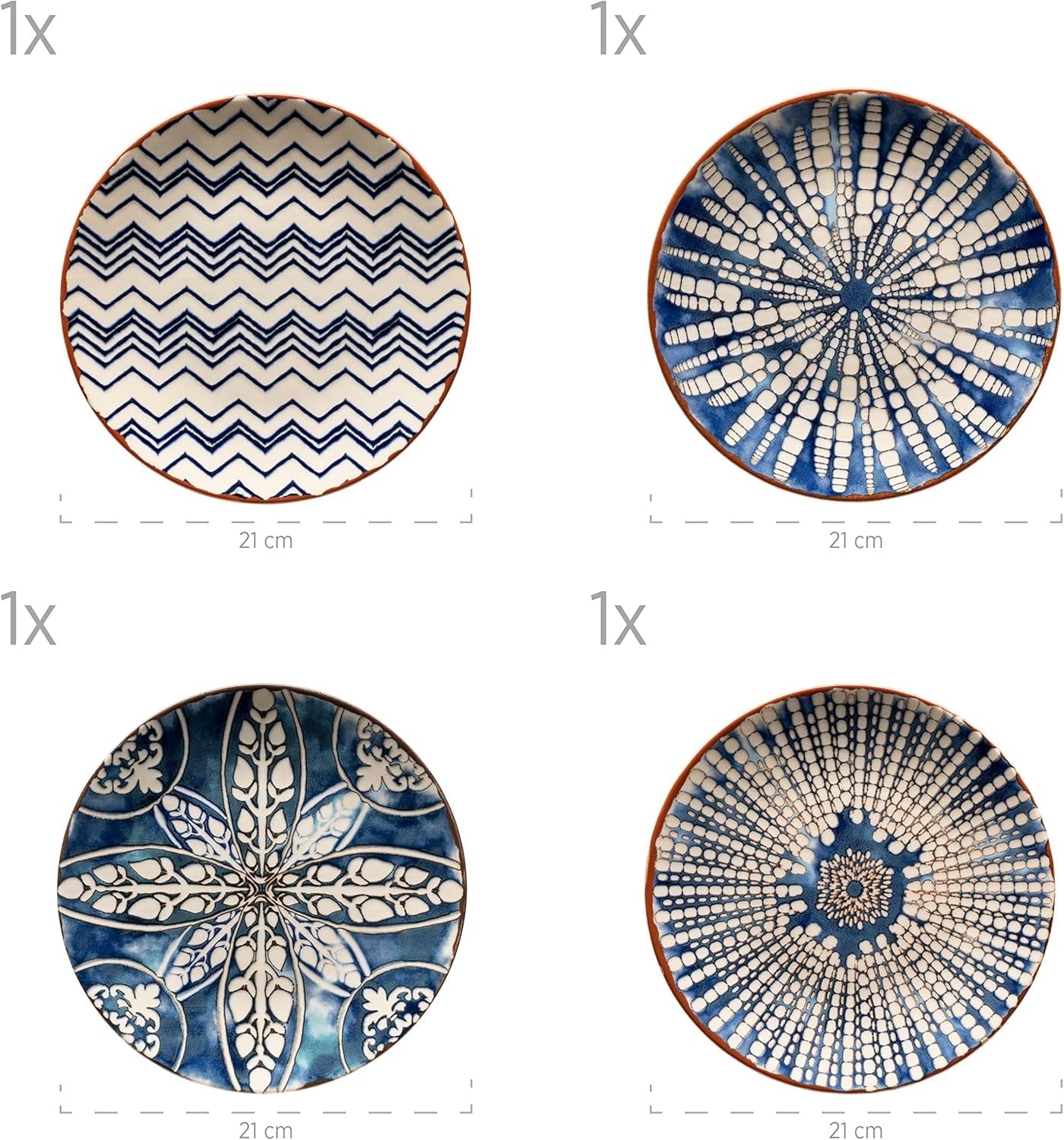 MÄSER 934017 Vajilla Iberico Blue para 4 personas, 12 piezas, estilo morisco, varios diseños vintage en blanco y azul, cerámica