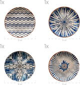 MÄSER 934017 Vajilla Iberico Blue para 4 personas, 12 piezas, estilo morisco, varios diseños vintage en blanco y azul, cerámica