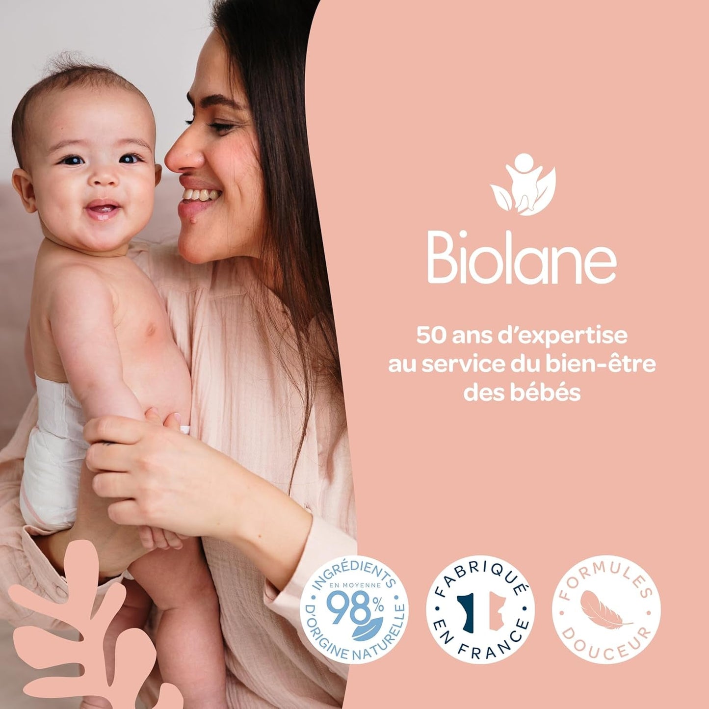 BIOLANE 12 Compresas Maxi-Cuadradas Húmedas - Bebés - 100% Orgánico - 720 Algodón - para pieles sensibles - Cambiador y Aseo - desde el nacimiento - fabricadas en Francia