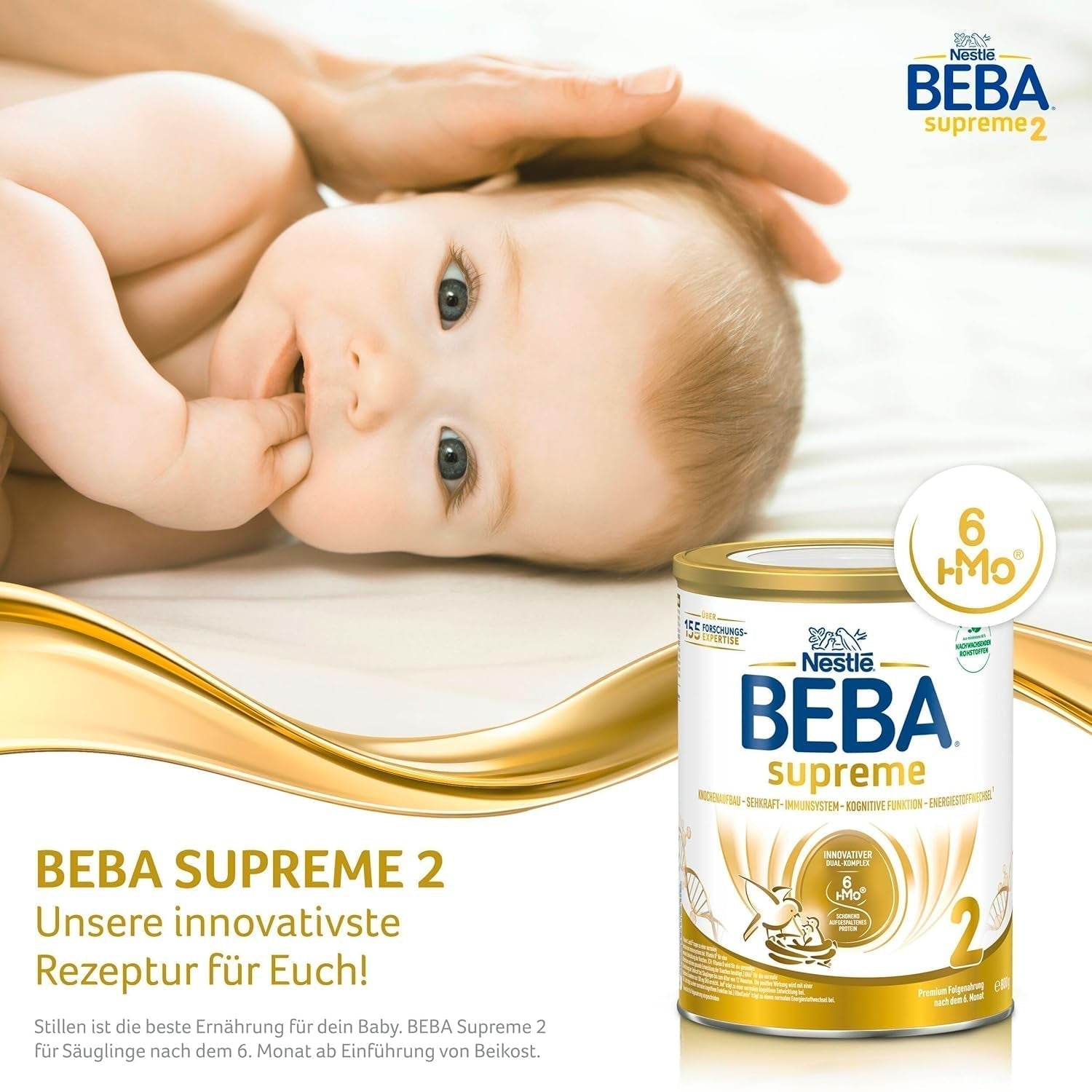 BEBA SUPREME 2 Leche de continuación a partir de los 6 meses, solo lactosa, sin aceite de palma, pack de 6 (6 x 800g) Naty Shop