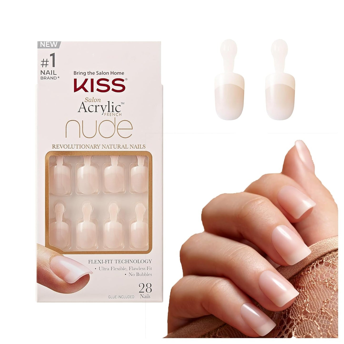 Kiss Nude Nails - Uñas increíbles (paquete de 2)