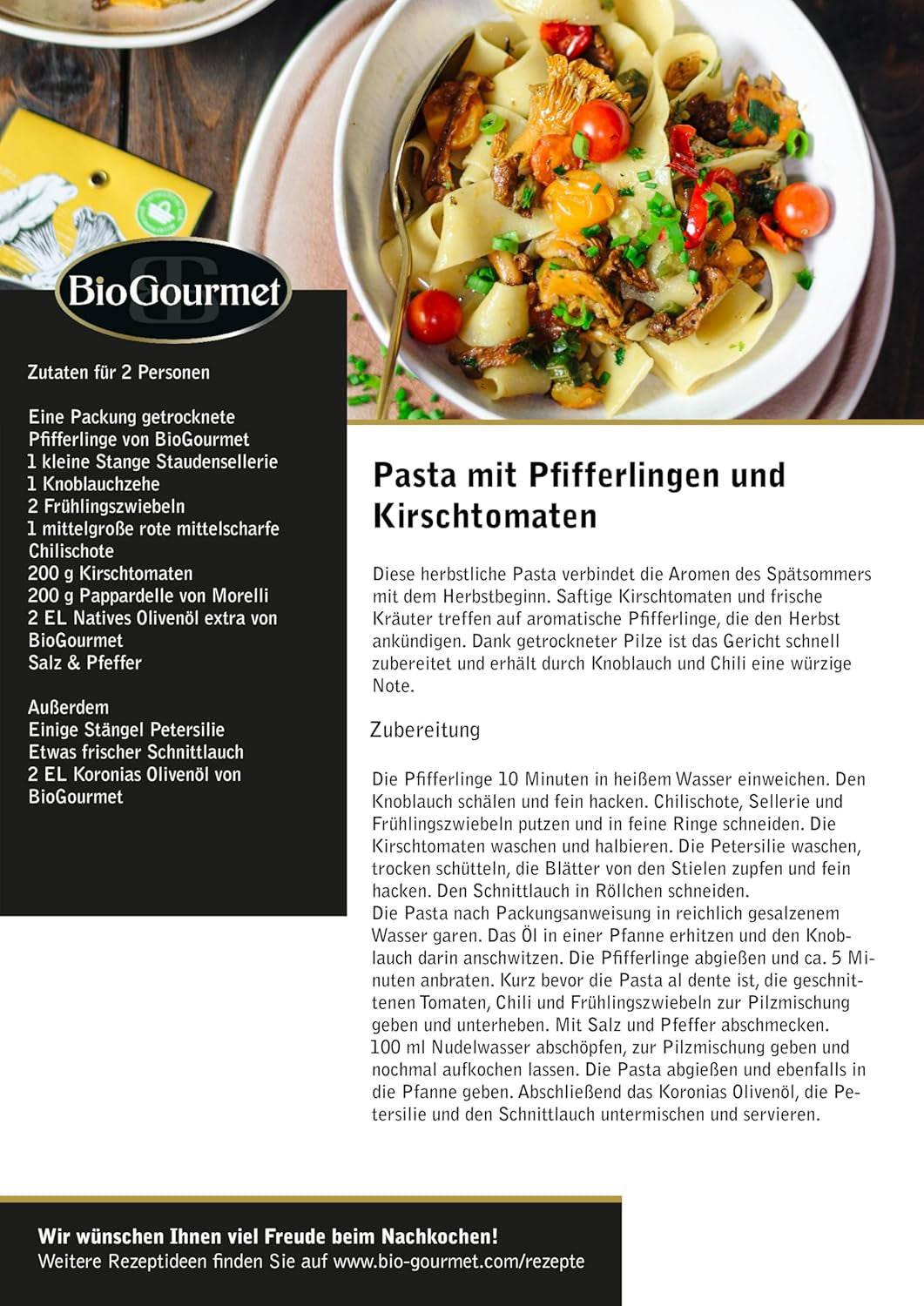 BioGourmet Pappardelle con Germen de Trigo - Pasta Ancha Orgánica para Guisos y Salsas - con Extra Nutrientes | 500 g Orgánico y Vegano