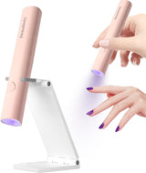 Denabuty Lámpara UV para Esmalte de Uñas de Gel, Mini Lámpara LED U V para Reemplazo de Uñas con Soporte Tragbare Pequeña Lámpara de Uñas UV para Esmalte de Uñas de Gel, para Aushärten Von Nagelkleber y Nail Tips Blanco