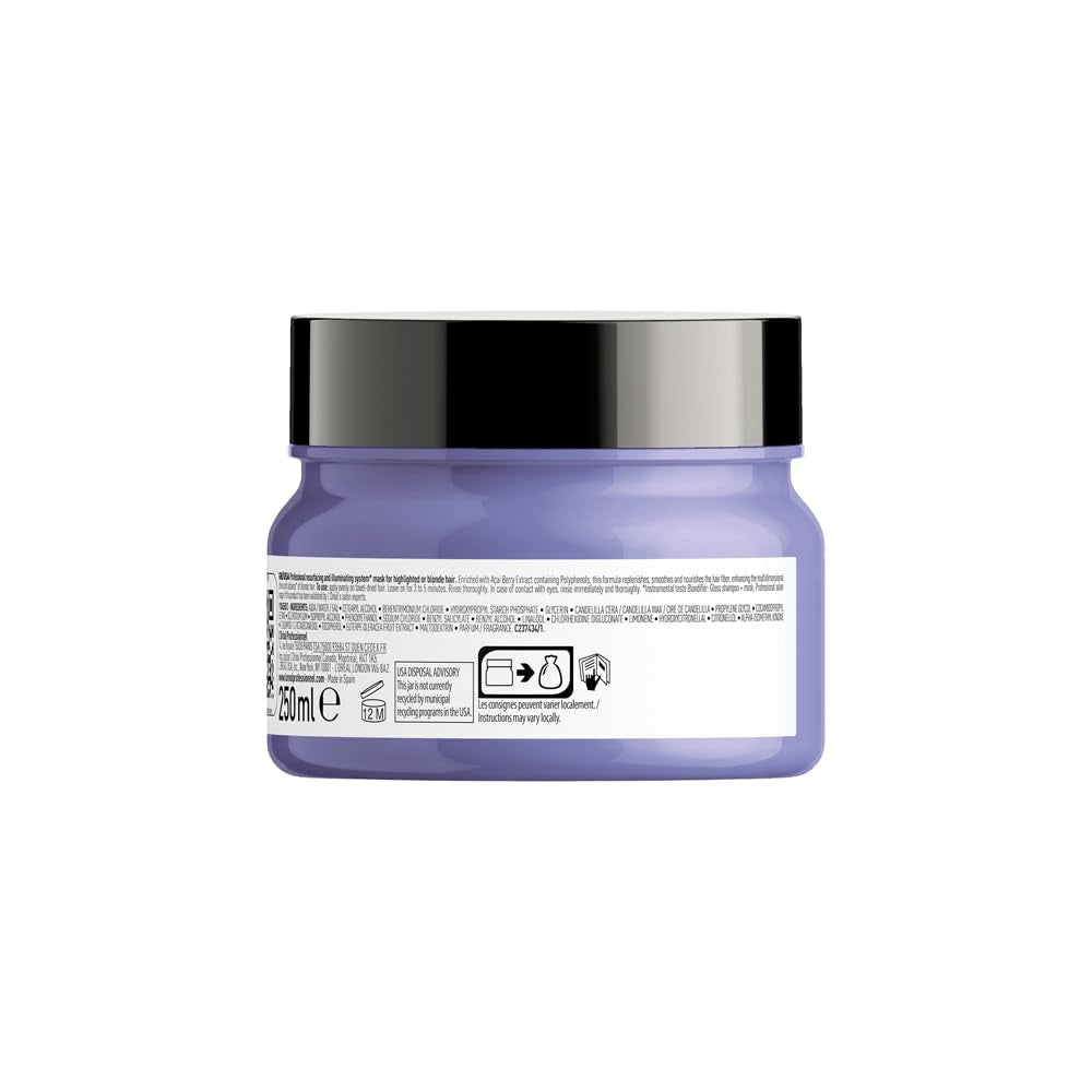 L'Oréal Professional | Mascarilla nutritiva para cabello rubio y decolorado, extracto de fruta de Açai, Serie Expert, mascarilla rubia Naty Shop mascarilla capilar