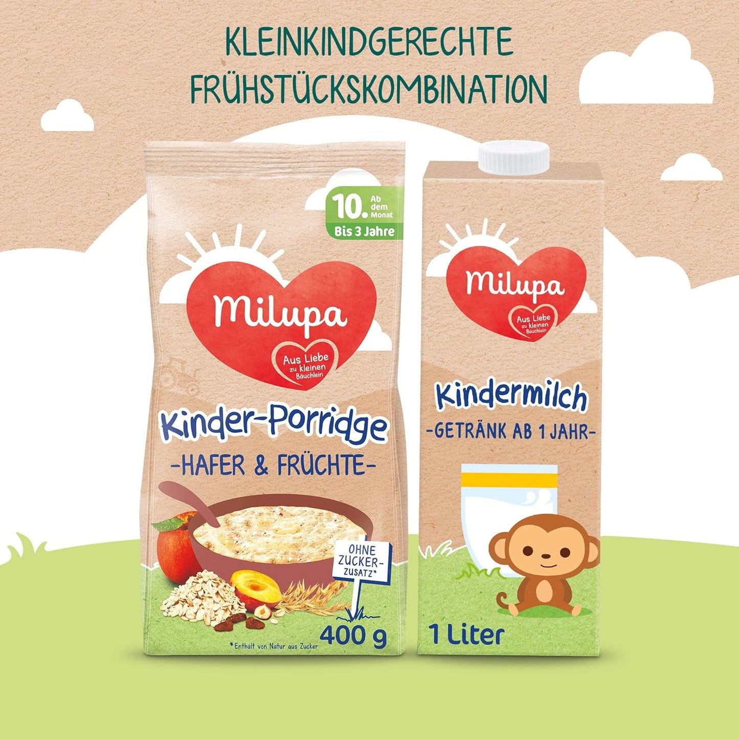 Milupa Papilla para bebés - Papilla de avena y frutas de 10 meses a 3 años, papilla 1 x 400 g (paquete de 2)