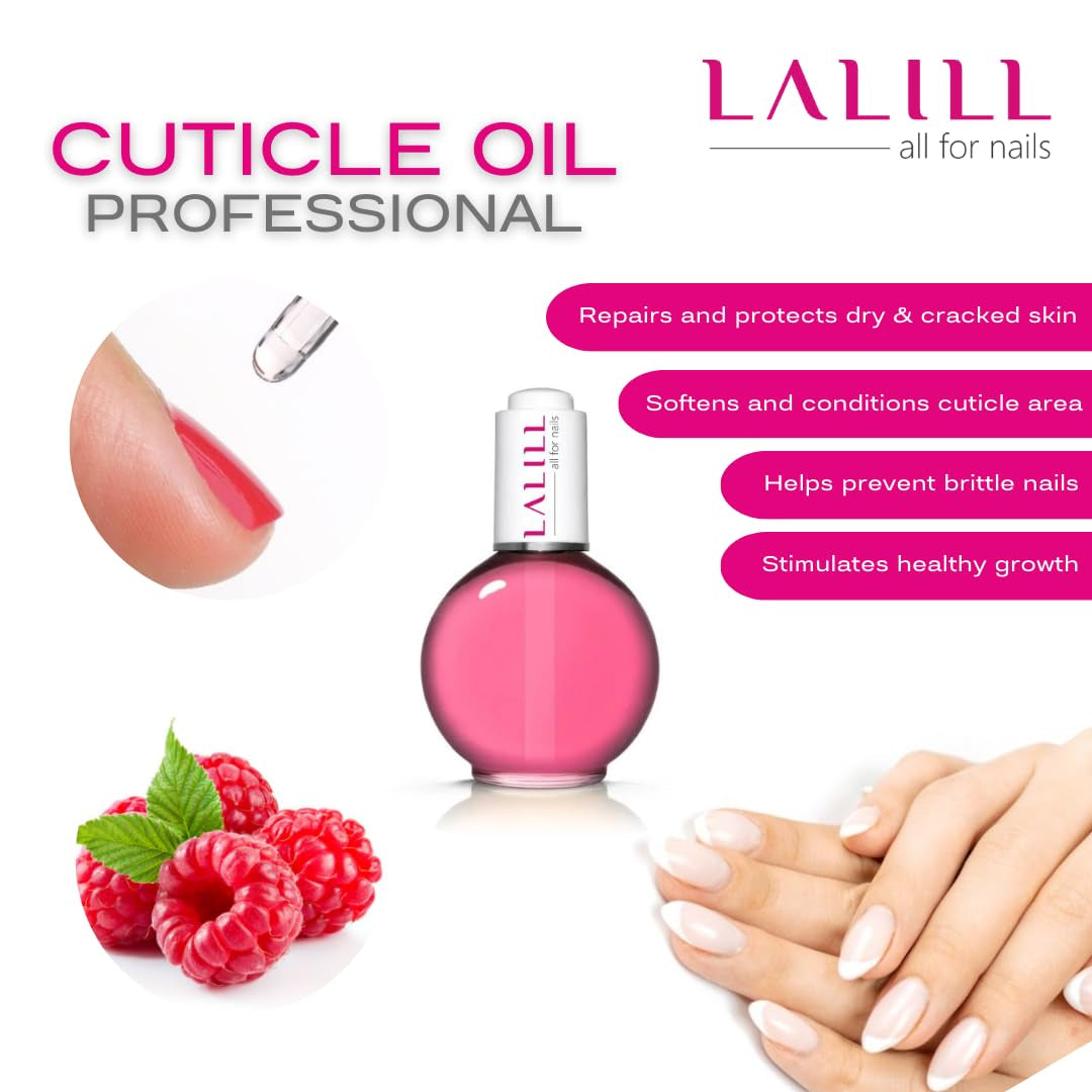 LALILL Aceite para cutículas de uñas 75Ml - Himbeere Nagelpflegeöl - Nagelöl Pflege Für Nägel Nagelhaut - SPA Maniküre Naildesign Hände - Vegano - Con pipeta