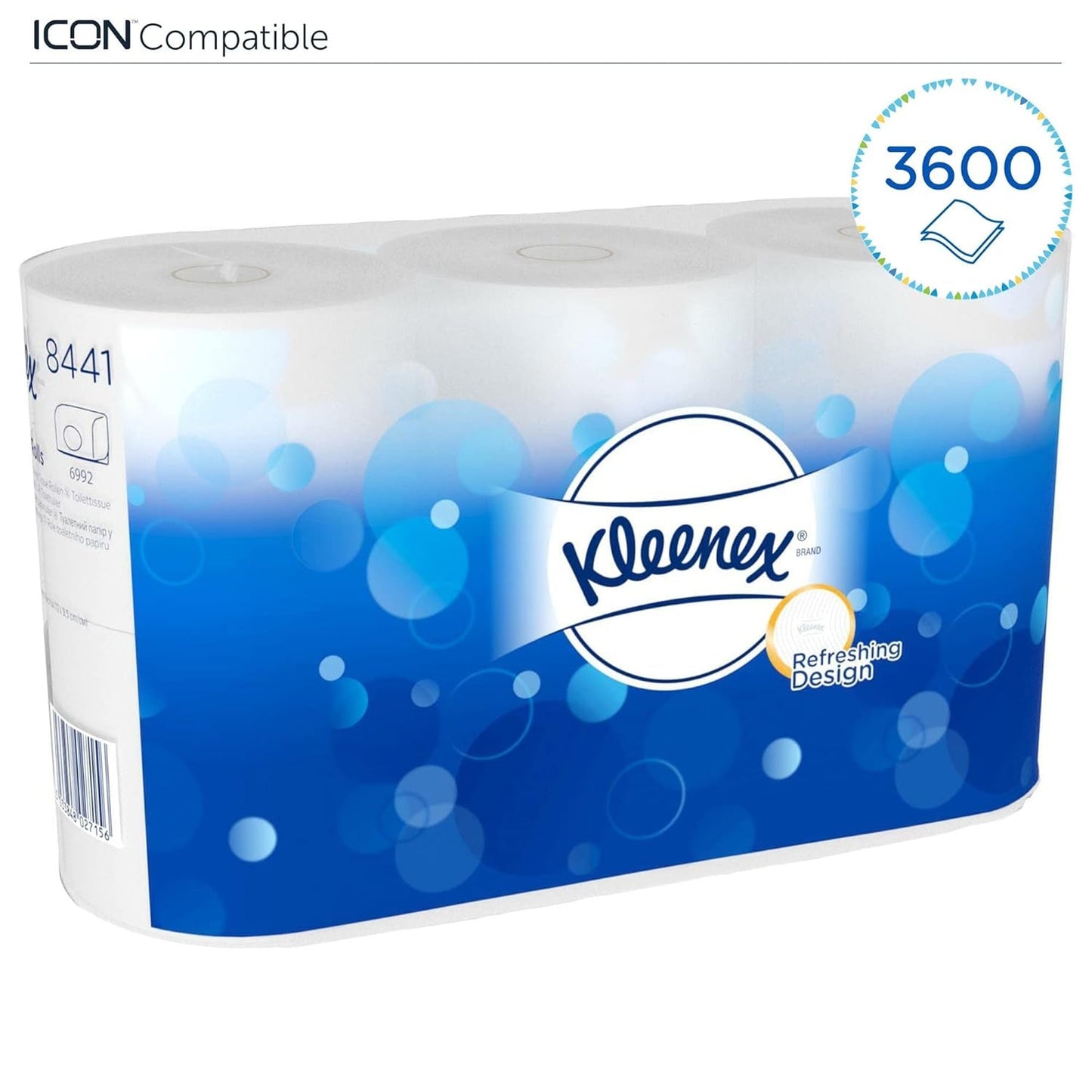 Kleenex Standard Roll 8441 Papel higiénico - Papel higiénico de 2 capas - 6 paquetes de 6 rollos x 600 hojas cada uno, blanco (36 rollos/21,600 hojas en total)