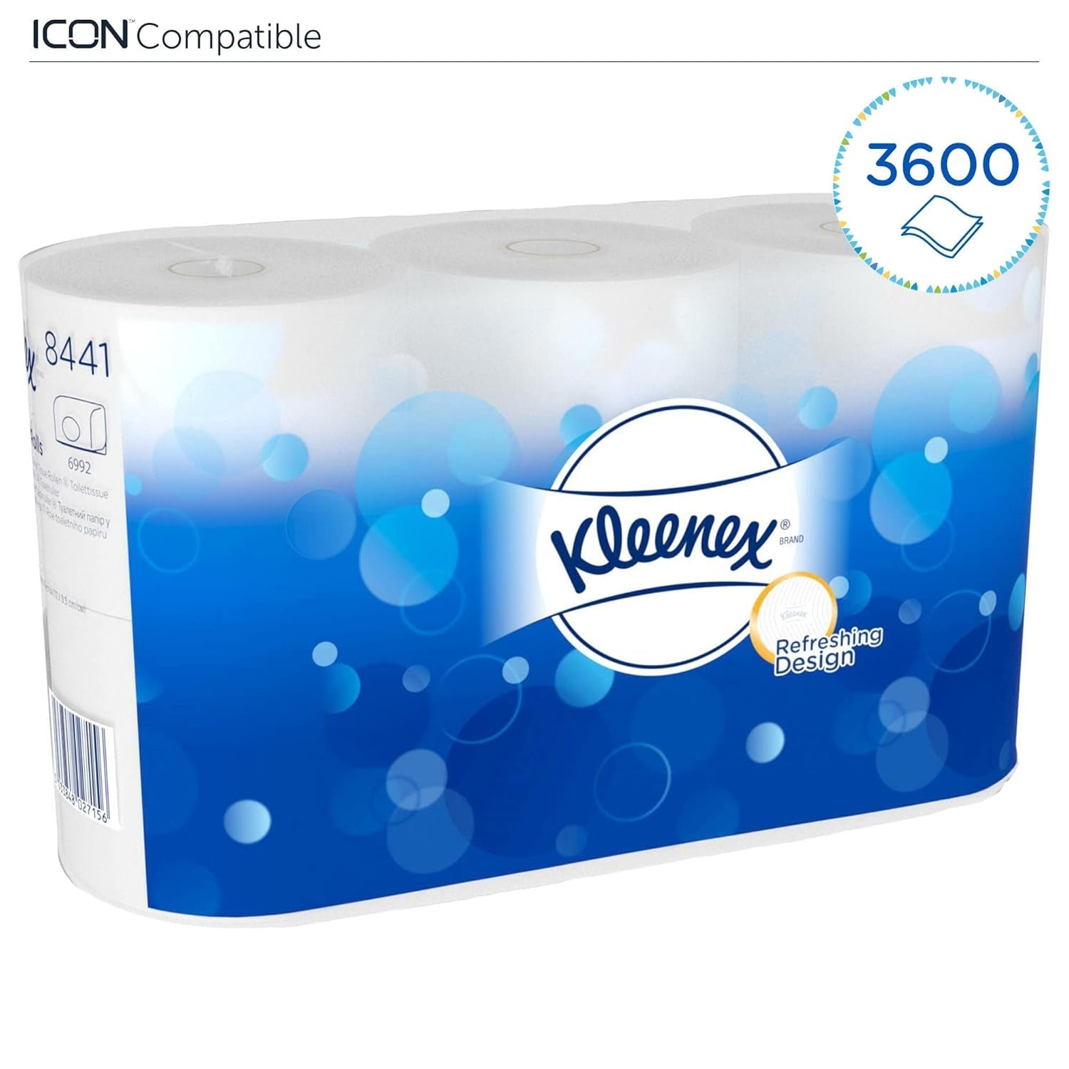 Kleenex Standard Roll 8441 Papel higiénico - Papel higiénico de 2 capas - 6 paquetes de 6 rollos x 600 hojas cada uno, blanco (36 rollos/21,600 hojas en total)