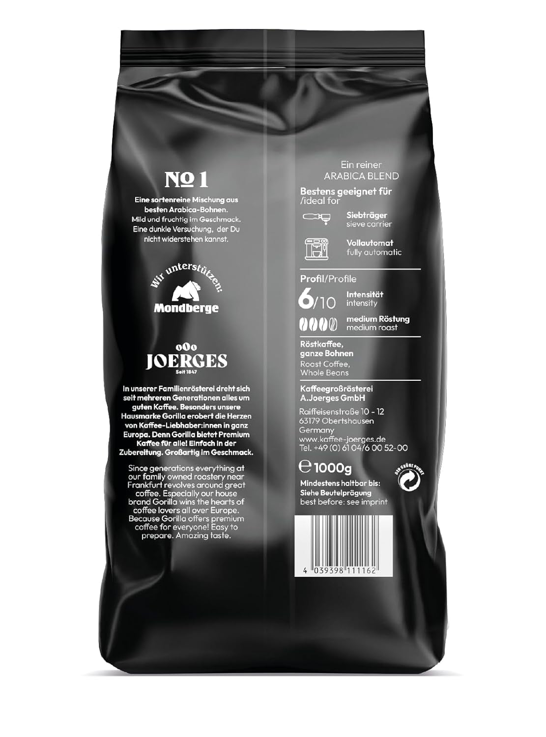 Joerges dark_roast, Crema Espresso N° 1,1 kg