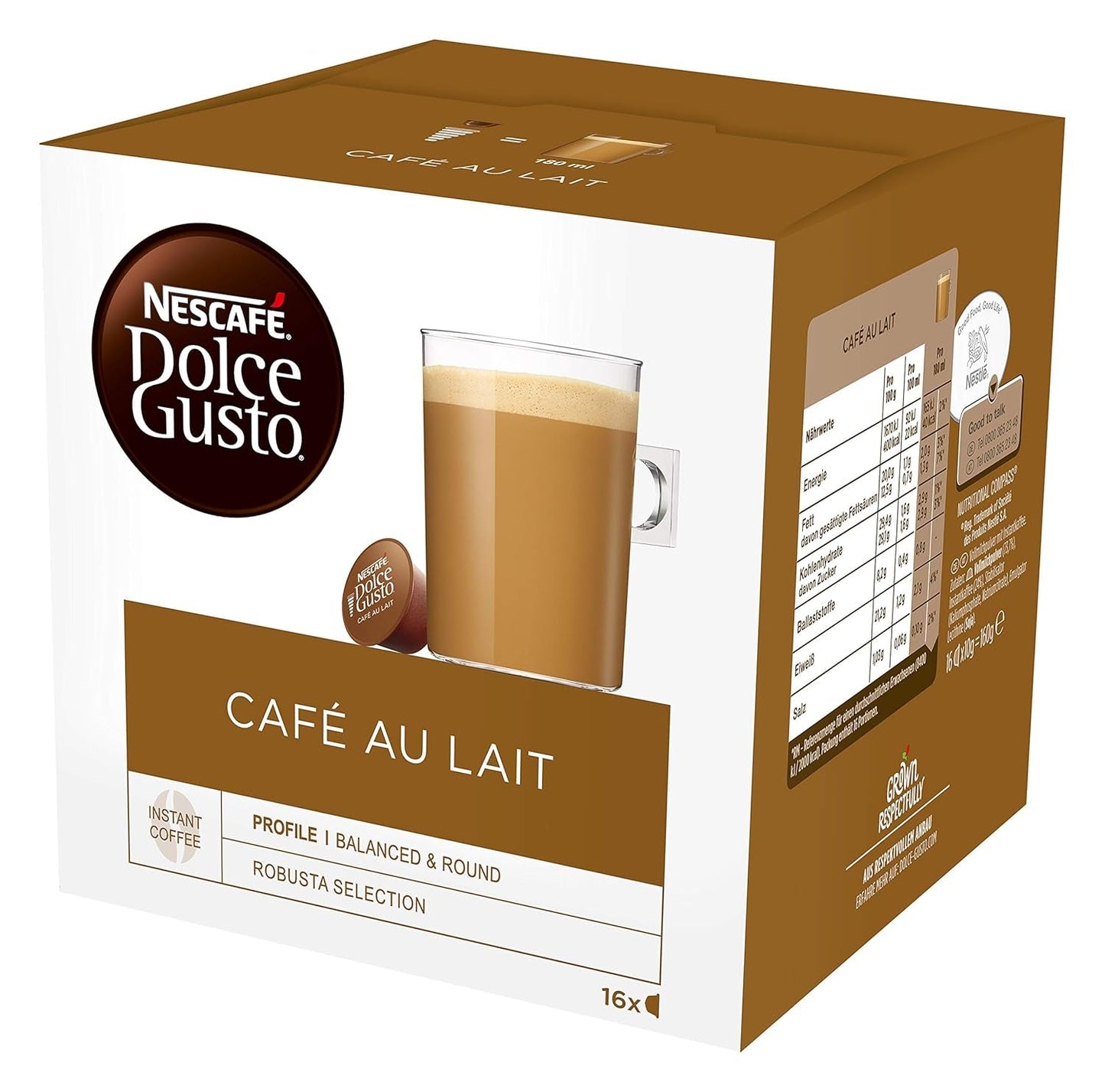NESCAFÉ Dolce Gusto Café au Lait 96 cápsulas de café y Latte Macchiato Caramel, 48 cápsulas de café