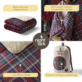Night Lark Acogedora manta polar Sherpa, tartán rojo clásico, 9 tog, lujosa, esponjosa, gruesa y reversible, perfecta para sofá, cama, sofá, sofá. Hipoalergénico, lavable a máquina, Tamaño: Camas y edredones Night Lark