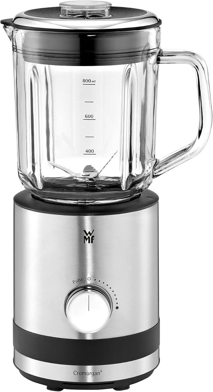 WMF Küchenminis Kompaktmixer, Mini batidora con base, 400 vatios, Batidora con base Klein, Vasbehälter 0,8 L, Pulsstufe, Cromargan Matt Kitchen Naty Shop
