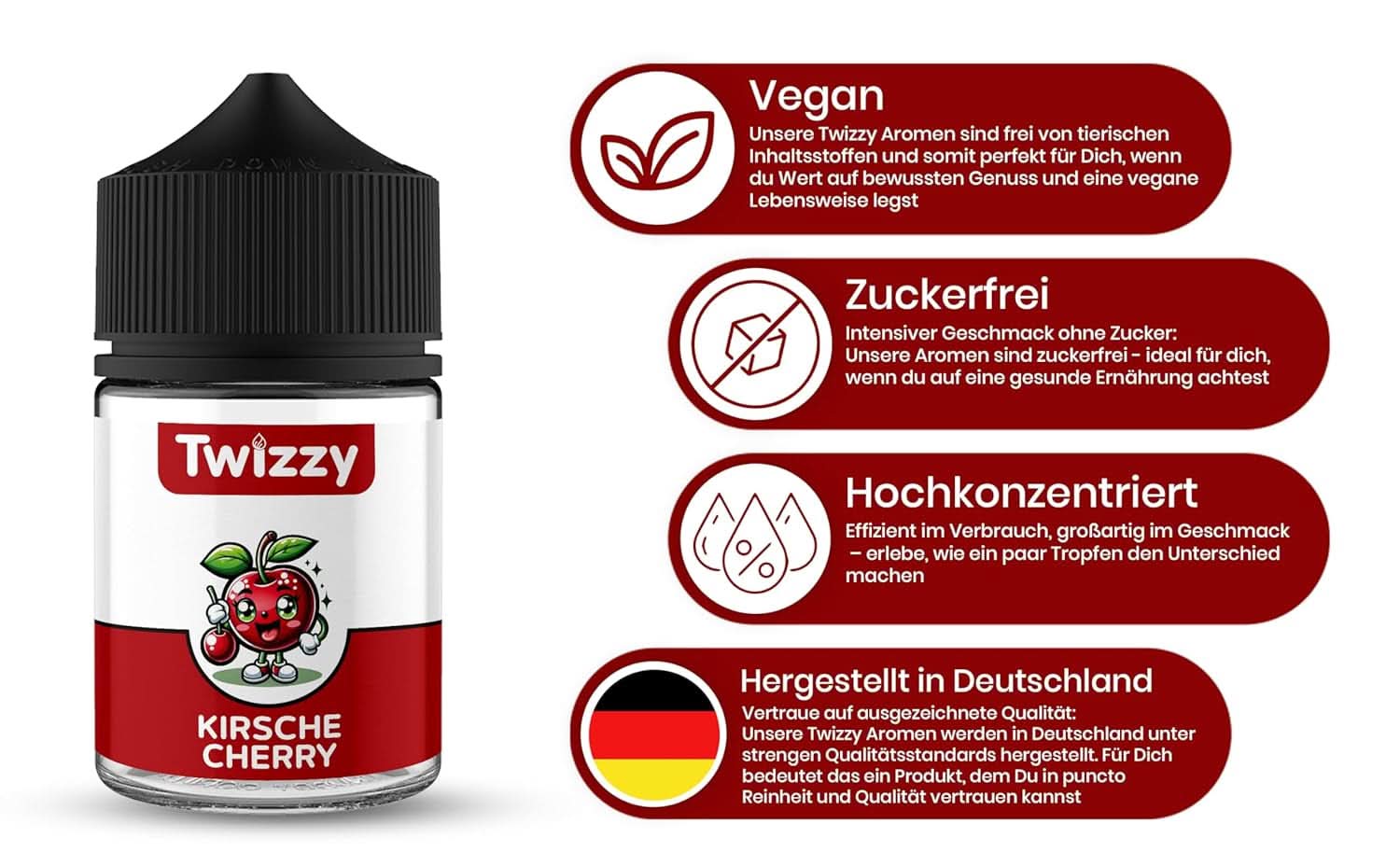 Twizzy Sabor alimentario Cereza - 60 ml - Sabor intenso - Ideal para repostería Aromas Naty Shop