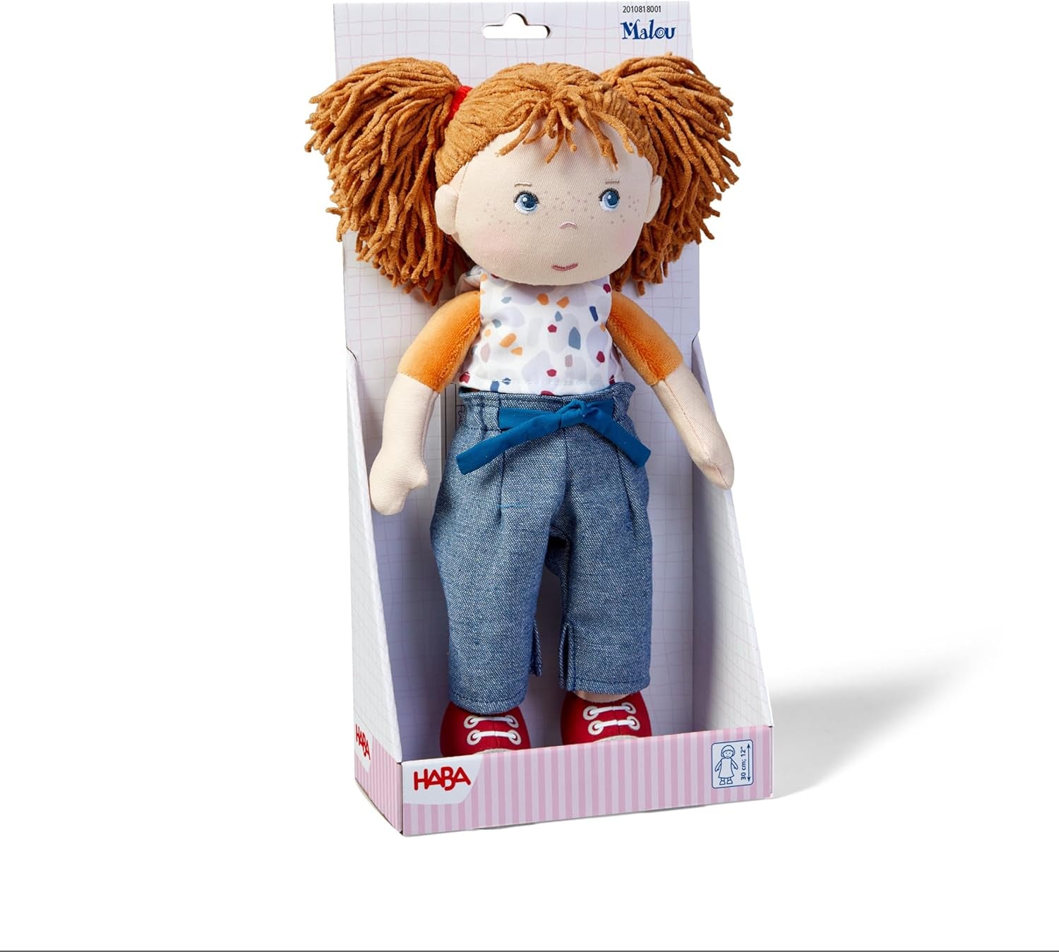 Muñeca HABA Malou - Muñeca blandita de 30 cm de altura para jugar y abrazar - Materiales suaves y lavables - Alternativa ideal a los muñecos de peluche - Apto para niños a partir de 1,5 años - 2010818001