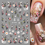 Calcomanías De Uñas De Flor De Ciruelo, Calcomanías De Uñas De Flor Rosa Blanca, Calcomanías De Uñas De Flor En Relieve, Calcomanías De Uñas De Flor De Primavera Verano, Diseños De Uñas, Accesorios De Uñas, Arte De Uñas