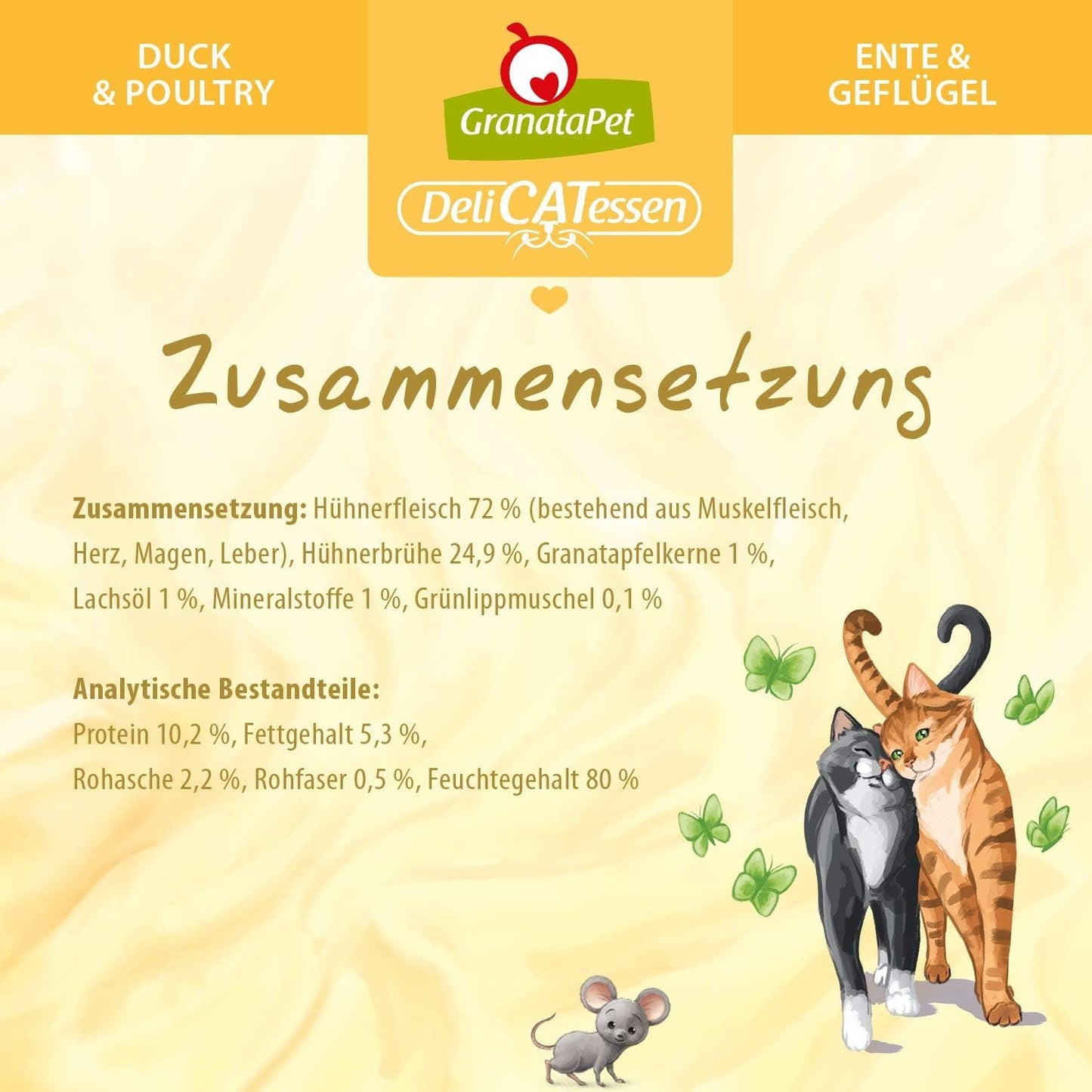 GranataPet DeliCatessen Chicken PUR, Nassfutter für Katzen, Futter ohne Getreide & ohne Zuckerzusätze, Katzenfutter mit hohem Fleischanteil & aceites de alta calidad, 6 x 400 g