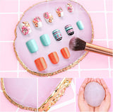 Harz Nail Art Palette, Maniküre Gemalt Palette, Goldener Rand Nagelleck Palette, Nail Art Make up Paletten Display Fach Nagel DIY Zubehör (blanco)