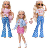 Conjunto de looks Barbie Dream Besties Festival, con muñeca Barbie Malibu con cabello largo y rubio para peinar y más de 10 prendas y accesorios removibles, JGH87