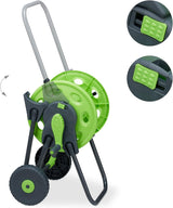Relaxdays Carro portamangueras 45m 1/2" Enrollador de mangueras de agua Jardín 82,5 x 43 x 34cm Gris-Verde