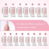 30 uñas postizas francesas – Pegamento en uñas artificiales – Uñas de gel suave para mujer – Uñas adhesivas acrílicas manicura cuadrada (rosa francés)