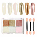 GZMAYUEN Chrom Pulver para uñas 6 colores espejo cromo uñas polvo pigmento polvo uñas arte