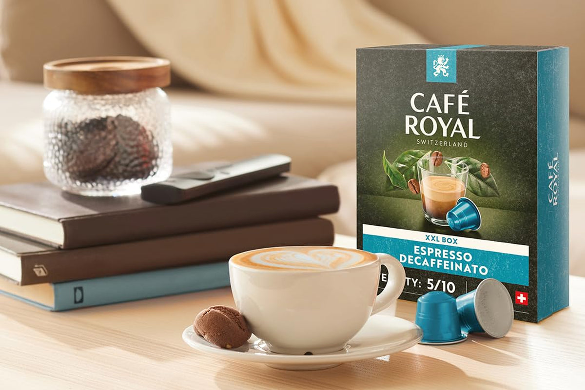 Café Royal Espresso Decaffeinato 36 cápsulas para cafetera Nespresso - Intensidad 5/10 - Cafeteras certificadas UTZ en aluminio (paquete con 2)