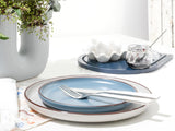 CreaTable, 21016, serie Modern Scandic Blue-Grey, juego de vajilla de 16 piezas, servicio combinado de porcelana, apto para lavavajillas y microondas, fabricación de calidad