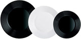Harena N&b Glasgeschirr, 18 piezas, para 6 personas, blanco y negro