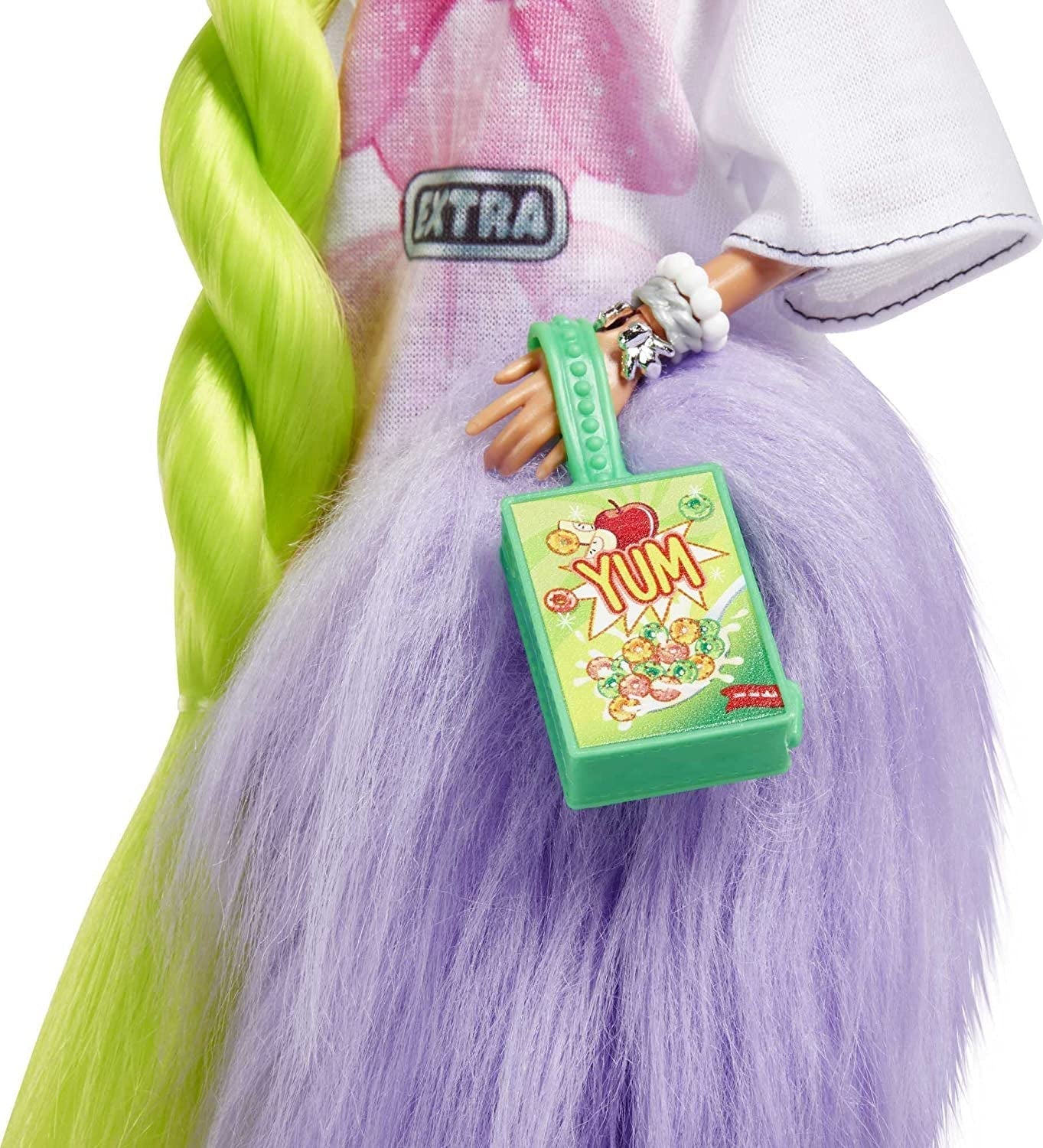 Barbie HDJ44 - Muñeca Extra #11 con camiseta extragrande y leggings con loro mascota, pelo verde neón extralargo y accesorios, articulaciones flexibles, juguete de regalo para mayores de 3 años Naty Shop Dolls