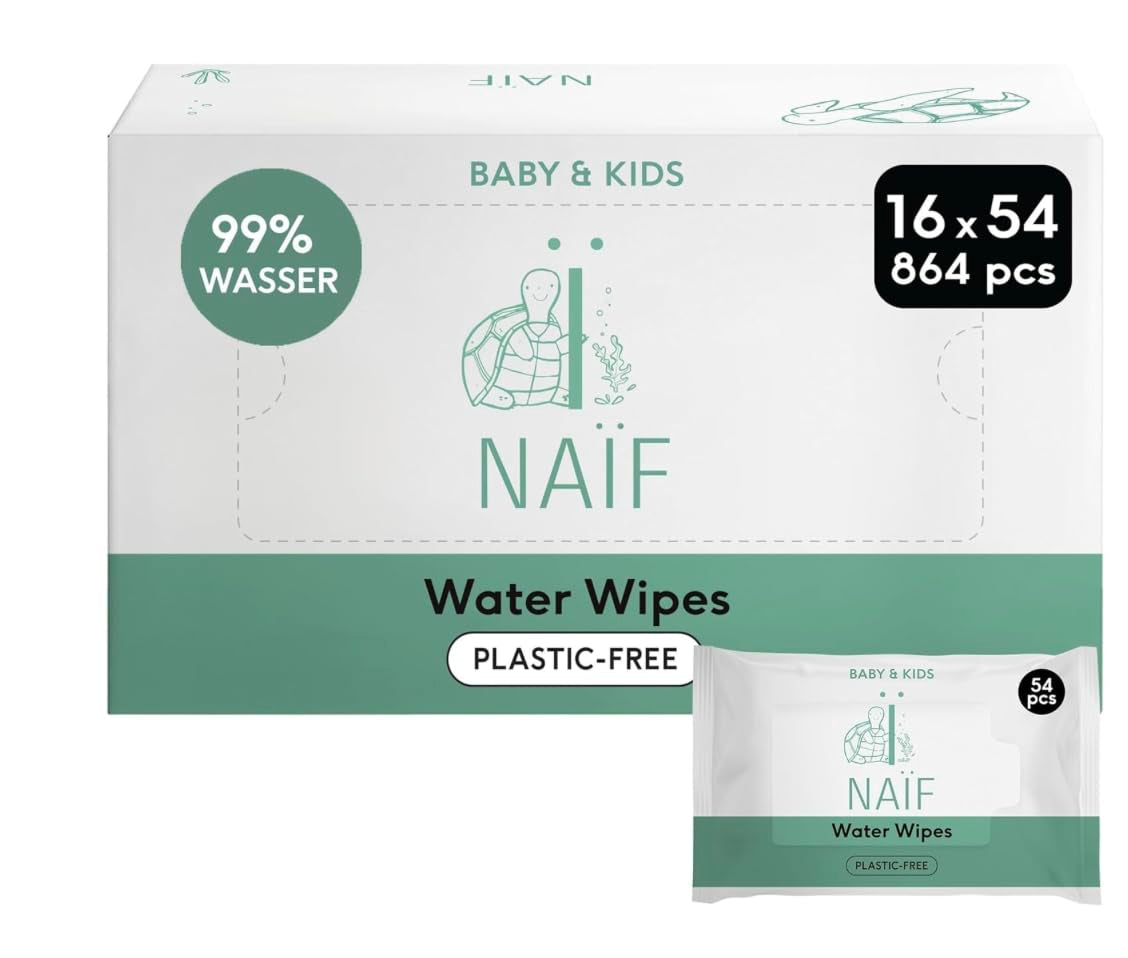 Naïf Toallitas para Bebé Sin Plástico 54 Piezas (1 Paquete x 54 Piezas) - Para Culito, Cuerpo y Cara del Bebé - Ingredientes Naturales