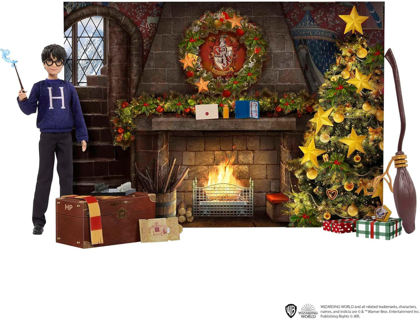 HARRY POTTER Calendario de Adviento de Gryffindor - 24 Historias, Sorpresas Mágicas, Sala Común de Hogwarts, Rostro Realista, Para Fanáticos Mayores de 6 Años, HND80 Naty Shop Dolls