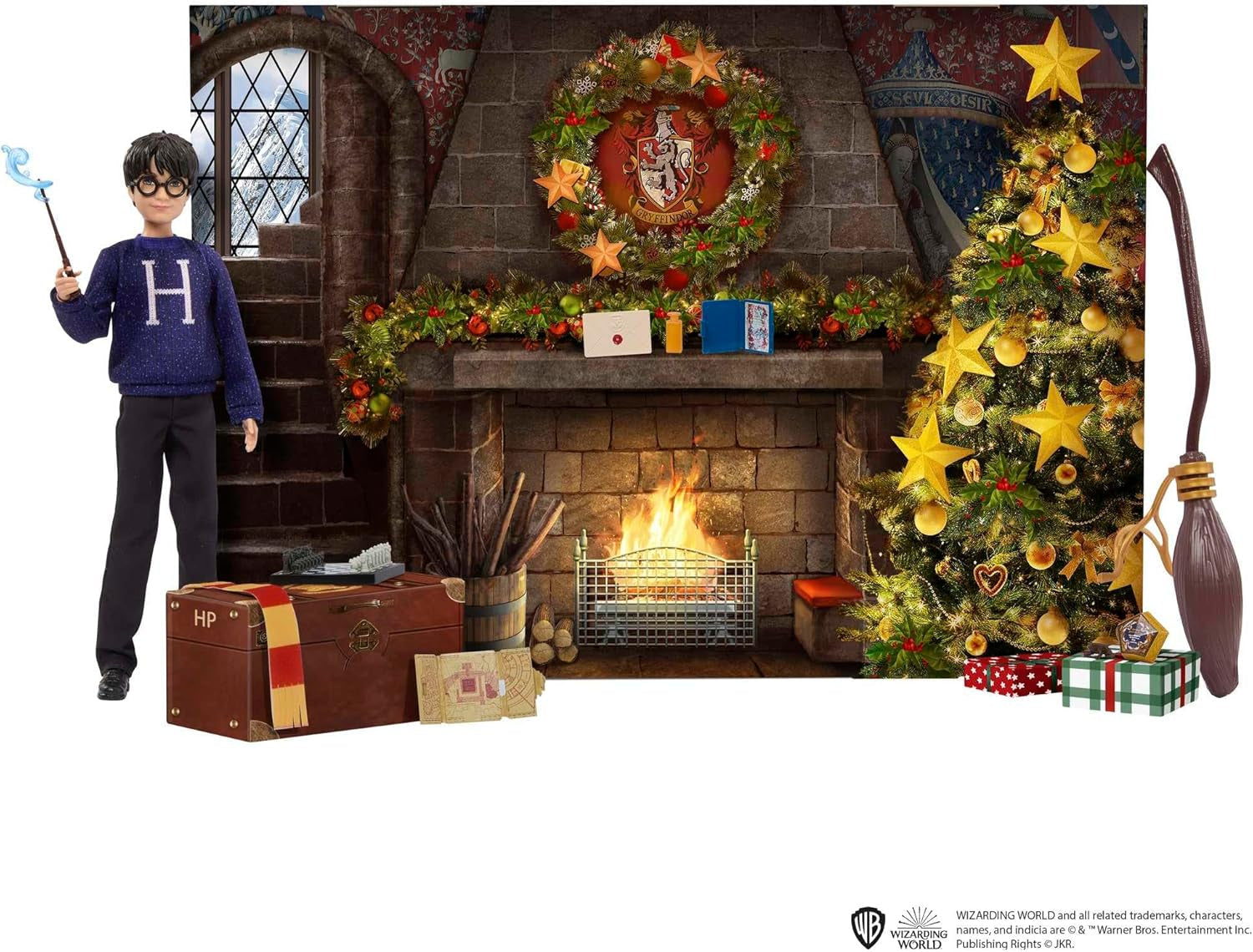 HARRY POTTER Calendario de Adviento de Gryffindor - 24 Historias, Sorpresas Mágicas, Sala Común de Hogwarts, Rostro Realista, Para Fanáticos Mayores de 6 Años, HND80 Naty Shop Dolls