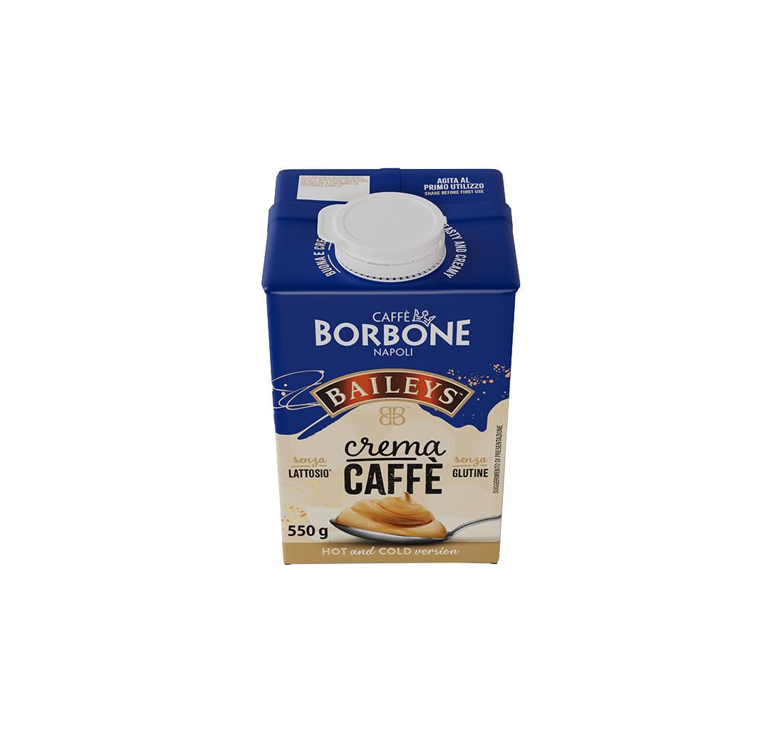 Caffè Borbone Baileys Kaffeecreme - Creme auf Milchbasis mit lactosefreiem, löslichem Kaffee, mit Baileys - sin lactosa y sin gluten - Caja de cartón de 550 gramos
