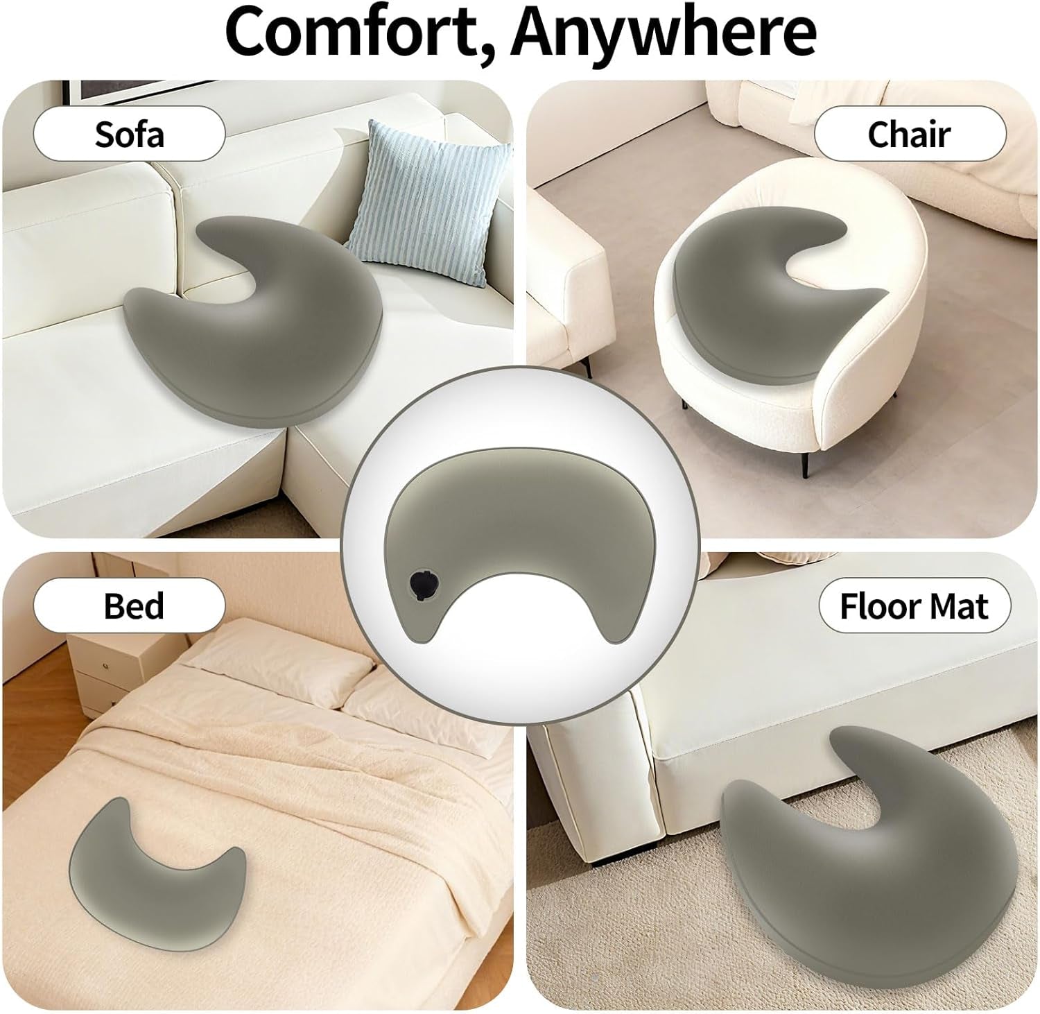 Almohada de lectura y almohada para juegos, almohada de lectura inflable portátil con bolsa de almacenamiento, almohada ergonómica de ganchillo para leer, jugar, hacer crochet y trabajar